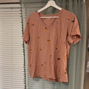 Old Navy Peach Floral Short Sleeve Tee